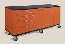 orange mobile garage workbench