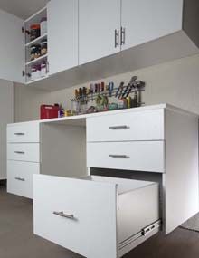 white garage workbench